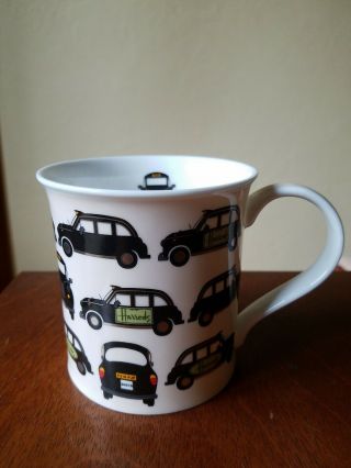 Rare Harrods London Black Cabs Fine Bone China Coffee Mug / Cup.  21 Cab Images.