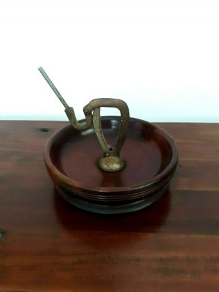 Antique Wood Nut Bowl With Built - in Nut Cracker 8.  5 