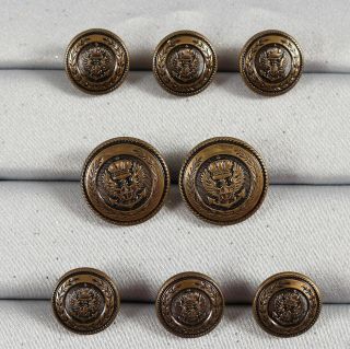 Eagle Crown Anchor Set Of 8 Antique Brass Shank Blazer Buttons Replacement