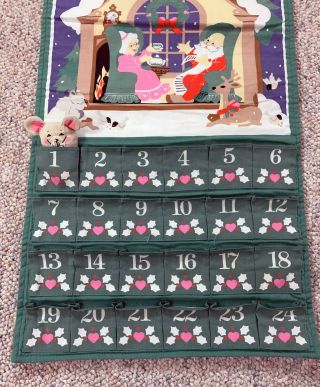RARE 1987 Vintage Avon Cloth Advent Calendar Countdown To Christmas with Mouse 2