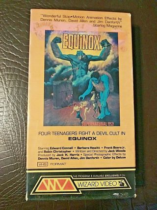 Equinox.  Vhs.  Horror Fantasy.  Wizard Video.  Ultra Rare.  Good Color On Box.  Rare.