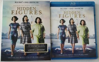 Hidden Figures Blu Ray,  Dvd 2 Disc Set & Rare Oop Gatefold Slipcover Sleeve
