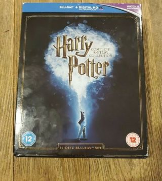 Rare.  Harry Potter Blu - Ray Box Set (2016 Uk Import) Complete Movies 1 - 8 16 - Disc
