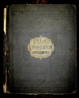 1872 Livingston County Ny Plat Book Atlas Maps Beers History Folio York Rare