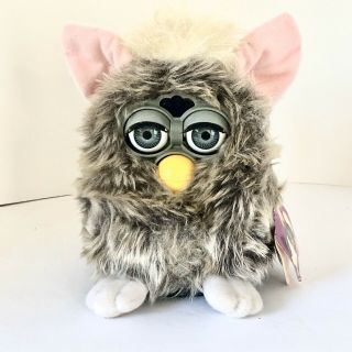 Rare Furby Interactive Toy Model 70 - 800 Gray Pink Ears & Blue Eyes 1998 Tiger