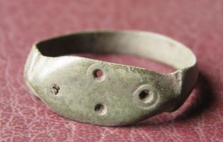 Authentic Ancient Lake Ladoga Viking Artifact Bronze Finger Ring Rj 28 - B
