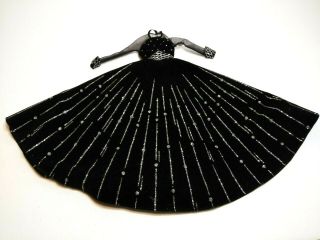 Holiday Barbie Gown Black & Silver Doll Dress Accessory 1998 Vintage Toy 90 