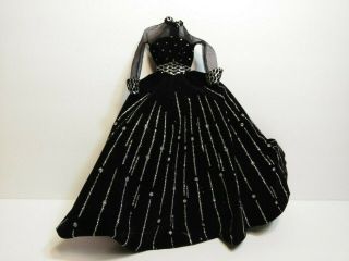 HOLIDAY Barbie Gown Black & Silver Doll Dress Accessory 1998 Vintage Toy 90 ' s 2