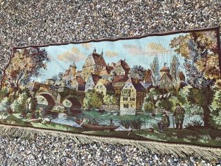 Large Vintage Belgium Tapestry Wall Hanging In Vgc Width 72 X Height 30 Inches.