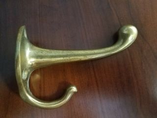 Five (5) Large Antique Solid Brass Hooks From London,  England