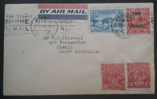Rare 1934 Australia 1st Flight Cover Adelaide - Eyre Penninsula - Cowell