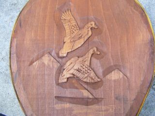 Vintage Fire Bellow - Wood And Leather,  Hand Carved Ducks