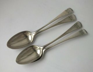 Set Of 4 Antique Georgian Solid Sterling Silver Tea Spoons 1799/ L 13.  5 Cm/ 63g