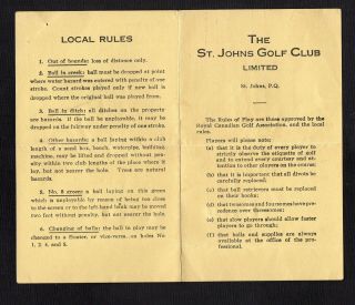 Rare Stymie Scorecard The St.  Johns Golf Club St.  Johns Quebec Est.  1922