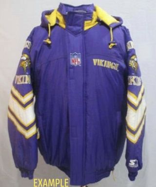 Rare Vintage 90s Nfl Minnesota Vikings Starter Winter Coat Jacket Mens Size Smal