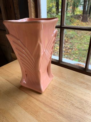 Rare Vintage Mccoy Pottery Art Deco Peach Vase 1940 