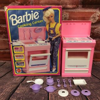 Vintage Barbie Cooking Center Mattel 1992 9318 Pink Kitchen Stove Oven W/ Box