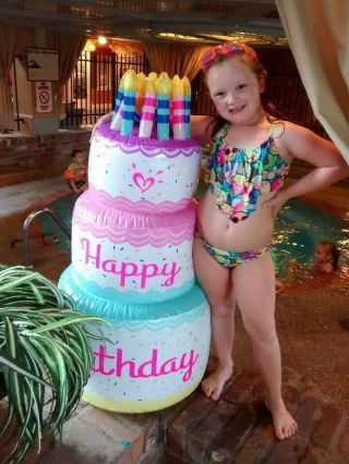 Htf Justice Happy Birthday Giant Inflatable Party Cake Over 4ft Tall Pool Rare