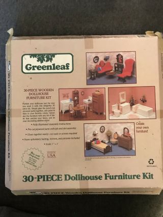 Greenleaf 30 Piece Wooden Dollhouse Furniture Kit Made In Usa Kit 9030 - 1987
