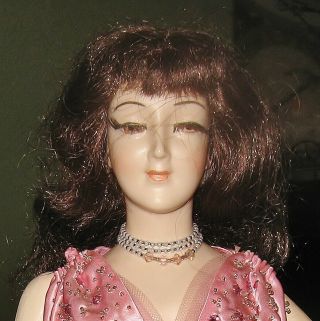 19 " Boudoir Doll Signed By Julia Hopple Porcelain? Human Hair Wig Unusual