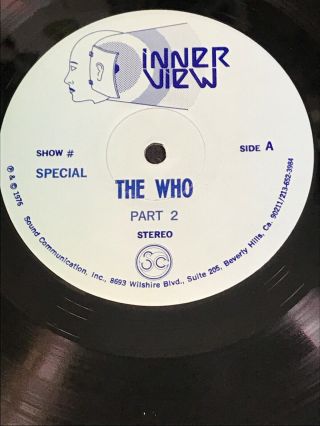 Nm The Who Innerview Part 2 Lp 1976 Jim Ladd Interview Promo Radio Show Rare