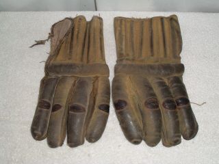 Vintage 30s - 40s - 50s? Leather Hockey Gloves Rare Sausage Fingers
