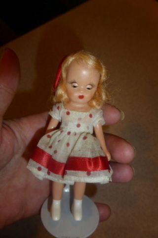 Nancy Ann Story Book Doll 4 1/2 " Vintage Plastic Jointed Blonde Dressed