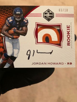 2016 Panini JORDAN HOWARD Rookie Patch Auto.  Very Rare Only 10 Made 2