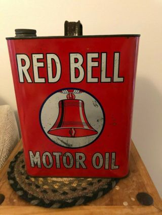 Rare Red Bell 2 Gallon Motor Oil Can Tin - The Sico Company Mount Joy Pa