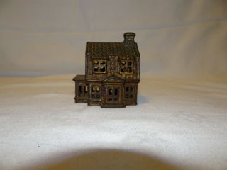Antique Cast Iron Bank 2 - Story House With Porch