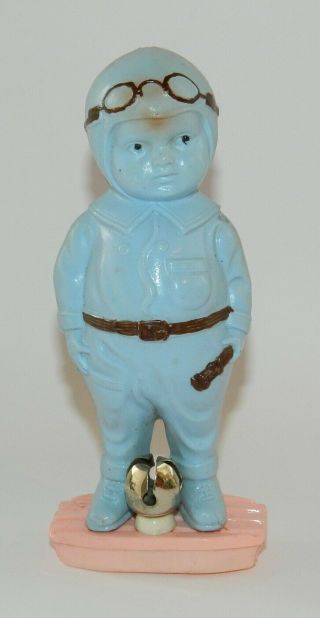 Vintage Very Rare Wwii Aviator Pilot Celluloid Rattle Doll Toy 50 