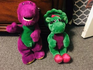 Vintage Plush Barney Purple Dinosaur And Baby Bop Stuffed Animal 1992 Rare