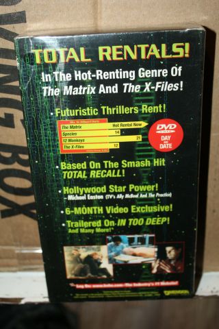 Vintage Total Recall 2070 Demo VHS Tape Futuristic Thriller Rare 2
