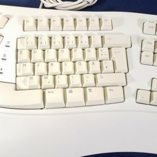 Rare German umlaut Microsoft Ergonomic Natural Keyboard PS2 vtg white LH 3