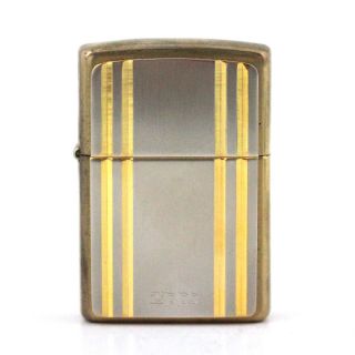 1996 Zippo Lighter With Vertical Gold Lines Over Chrome Mount.  Rare Unfired