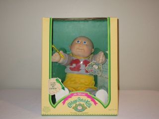 Vintage The Official Cabbage Patch Kids Boy Doll Bald Head Blue Eyes Mitchell