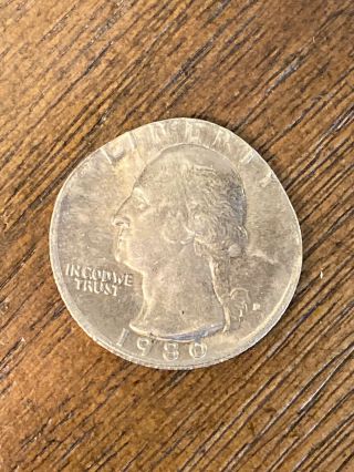 1980 Washington Quarter Struck On A 5c Nickel Planchet,  Rare Us Error Coin