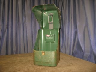 Vintage Coleman Lantern Metal Carrying Case W Swing Handle Green Paint