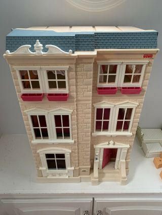 Rare Fisher Price Loving Family Special Edition Townhouse W/ Family & Furniture