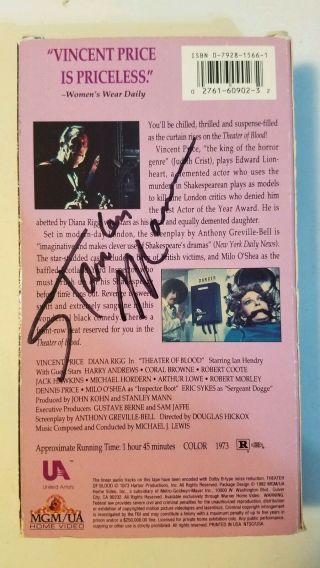 Rare Stanley Mann Autographed Theater Of Blood (vhs,  1973) Writer And Producer