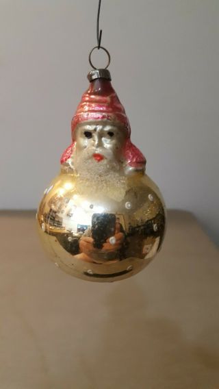 Antique Vintage German Glass " Santa On A Ball ".