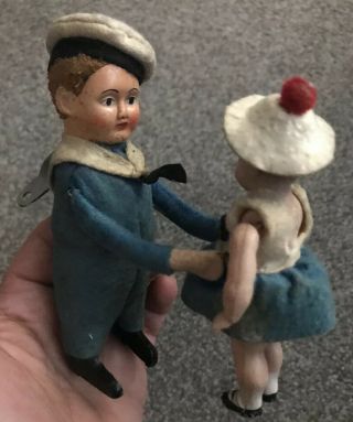 Rare Vintage Schuco Germany Dancing Sailor Boy & Girl Wind Up Toy W/ Key