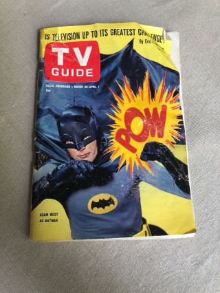 Rare 1966 Batman Tv Guide With Adam West Key Feature No Mailing Label On Front