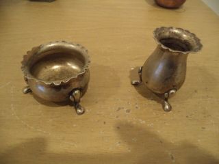 E P N S Silver Plate Miniature 3 Leg 2 1/4 " Vase & 1 1/2 " X 2 1/4 " Urn Vintage