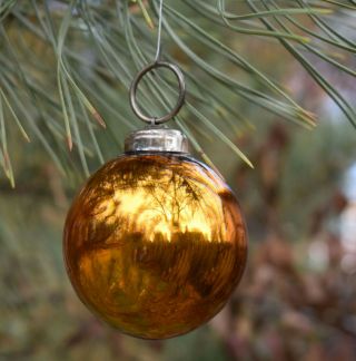 Vtg Antique Kugel Christmas Ornament Gold Orange Mercury Glass Ball German