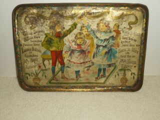Antique Victorian Era London Bridge Is Falling Down Tin Lithographed Child Tray
