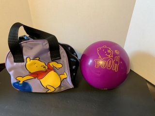 Brunswick Drilled Bowling Ball 8lb Winnie The Pooh Bag Rare Htf