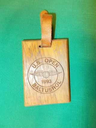 1993 U.  S.  Open Baltusrol Wooden Bag Tag - Rare Find -