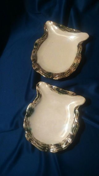 Antique Porcelain Luster Oyster Plates 2 Sm Servers Possibly Upw Excel Cond