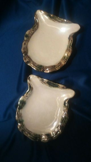 Antique Porcelain Luster Oyster Plates 2 Sm Servers possibly UPW Excel Cond 2